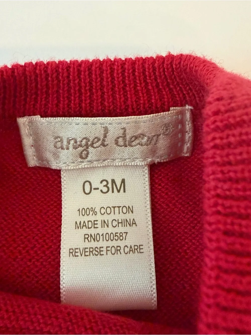 Angel Dear Baby Red & White Striped Knit Holiday Romper Button 0-3M 100% Cotton
